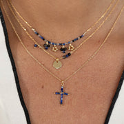 Collier plaque or esmeralda marine